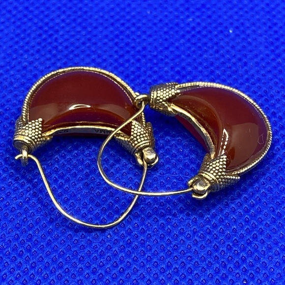 Cypriot Carnrlian “Boat” Earrings - Picture 3 of 4